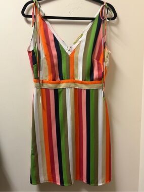 Gianni Bini Size 4 Multicolor Vertical Stripe Sleeveless Sundress – Tie Straps
